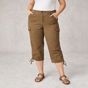 Eddie Bauer Women’s Cargo Capris Brown Stretch Utility Pants Size 18